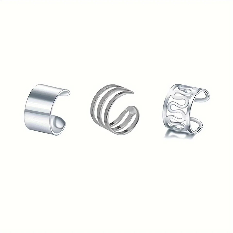 1pc3pcs Mens Fashion Ear Clips Punk Street Stylish Earrings NonPiercing Clip On Body Jewelry for Women Silver Black Gold 260623 - view 7