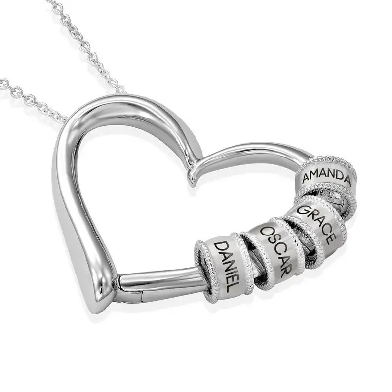 1pc Customized Names Stainless Steel Charming Heart Necklace with Engraved Beads Personalized Names Jewelry Mothers Day Gift 260626 - view 3
