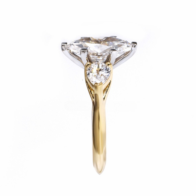 Tianyu Gems Private Custom Marquise Cut 2ct D VS1 and Pear Cut 46mm Lab Diamond 18k Yellow and White Gold Engagement Rings - view 3
