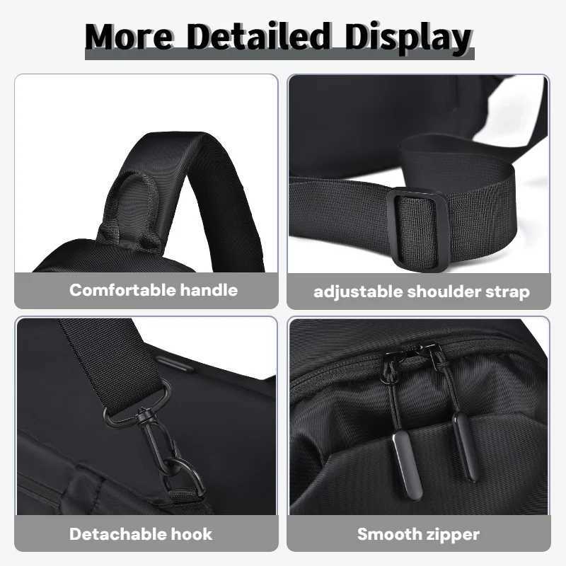 with Mens Multifunctional Chest Bag Adjustable Shoulder Straps Business shoulder bag Suitable for Sports Business Travel Commut M260626 - view 6