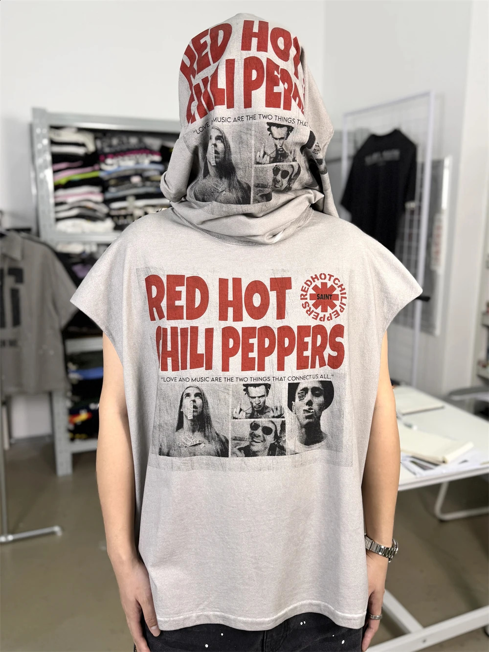 Washed Saint 26SS RHCP Cut Sleeves T-shirt Men Women Quality Tops Tee T Shirt 260626 - view 3