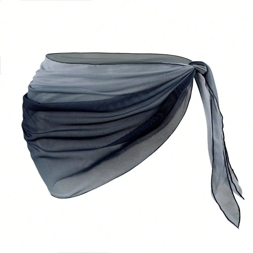 Short Skirt Chiffon Material Beach Dress UPF Protection Sheer Fabric Sarongs Gradient Color Short Length Bikini Wrap Beach Wear 260626 - view 4