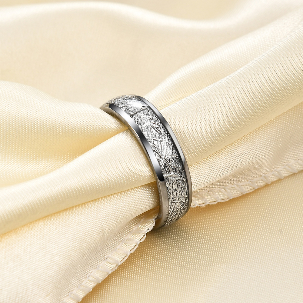 4-6mm New In Frosted Meteorite Pattern Sphere Ring Titanium Stainless Steel Versatile Finger Rings For Lovers Couple Men And Women Jewelry Wholesale B - view 6
