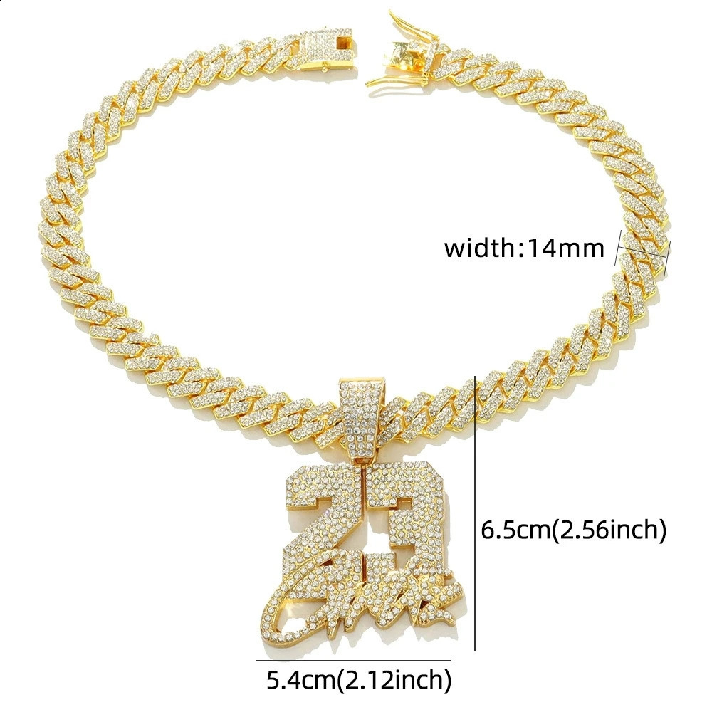 Fashionable Men Hip Hop Number 23 Pendant Necklace With 1m Cuban Chain HipHop Alloy Iced Out Bling Necklaces Charm Jewelry 260615 - view 7