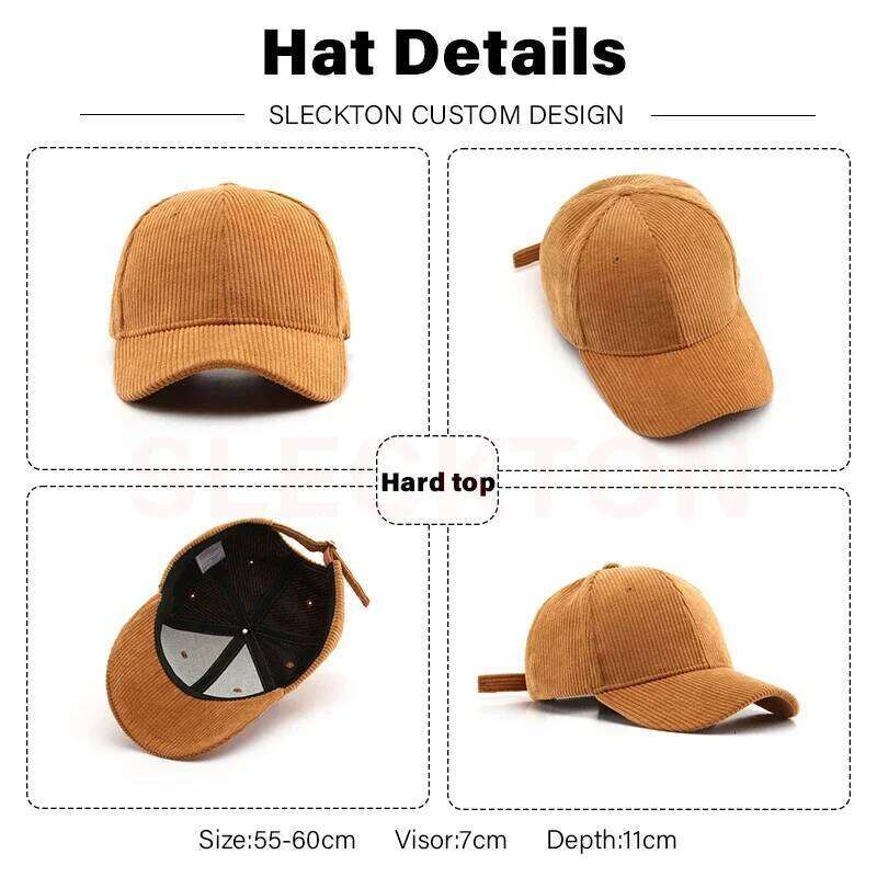 SLECKTON Custom Baseball Cap for Women and Men Fashion Design Brand LOGO Letter Embroidery Corduroy Hats Unisex Wholesale W260626 - view 3
