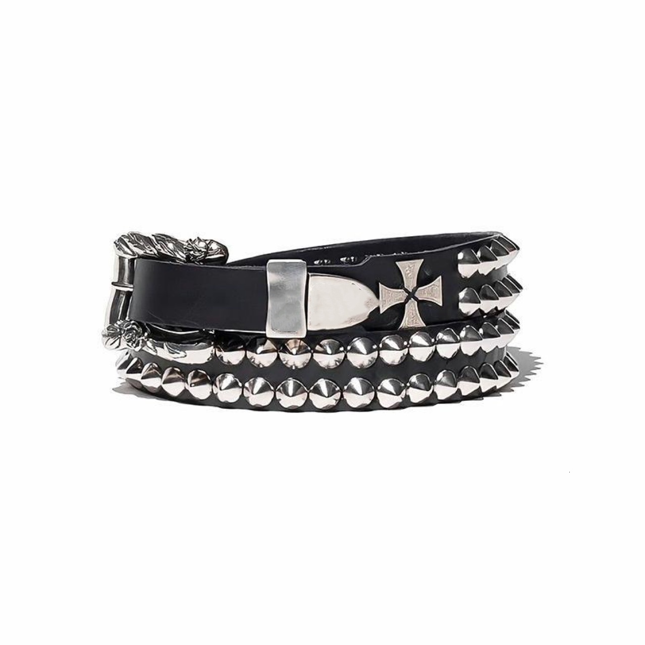 Premium ERD Melancholy New Double Stud Cross Imported Cowhide Punk Vintage Belt High-Quality - view 3