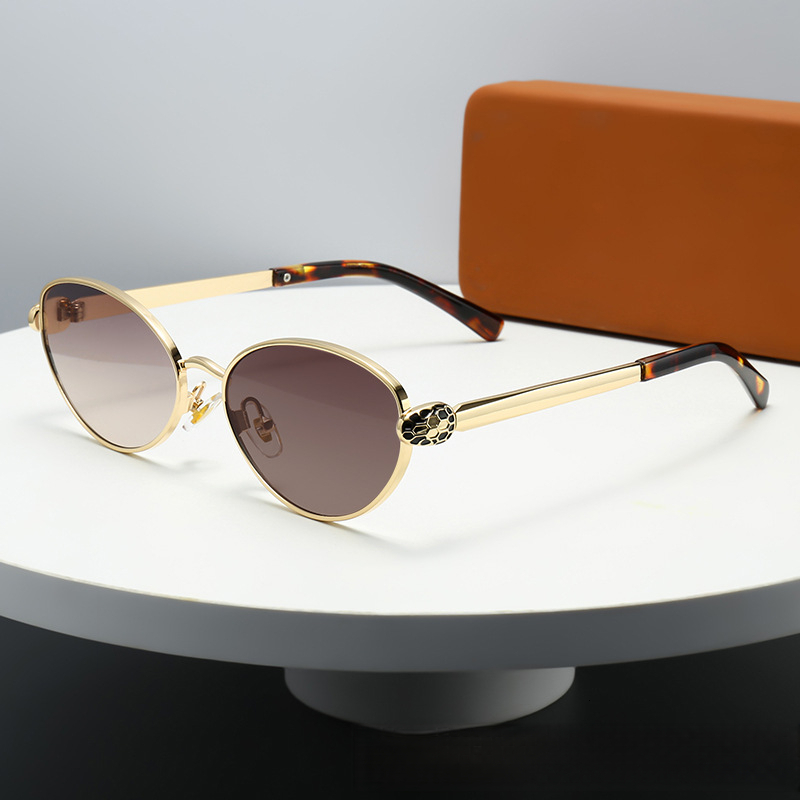 2026 Designer's New Metal Circular Snake Head Decoration High-quality Color Changing Sunglasses European And American Fashion Trend Sun Shading S - view 3