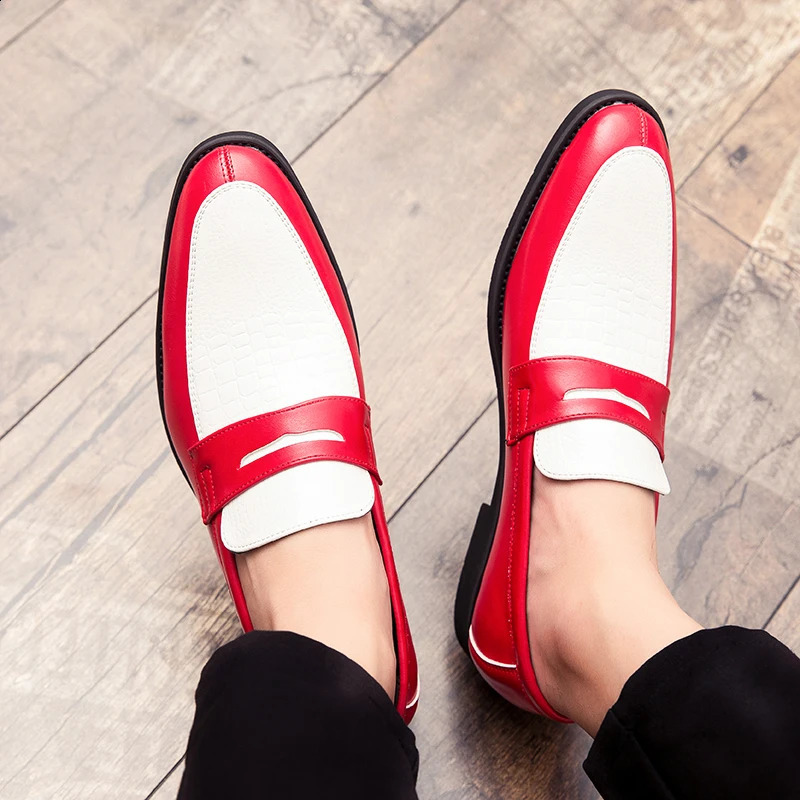 y ner Mixed Color Leather Shoes For Men Pointed Penny Loafers Wedding Dress Prom Formal Footwear Zapatos Hombre 260624 - view 5