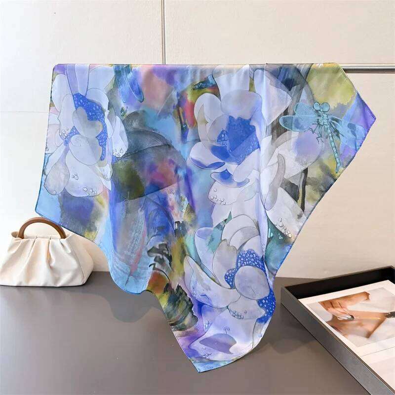 New Summer Luxury Square Print Bandana Women Imitation Silk Scarf Casual Decoration Neckerchief Headband for Travel Beach 26Y06226 - view 7