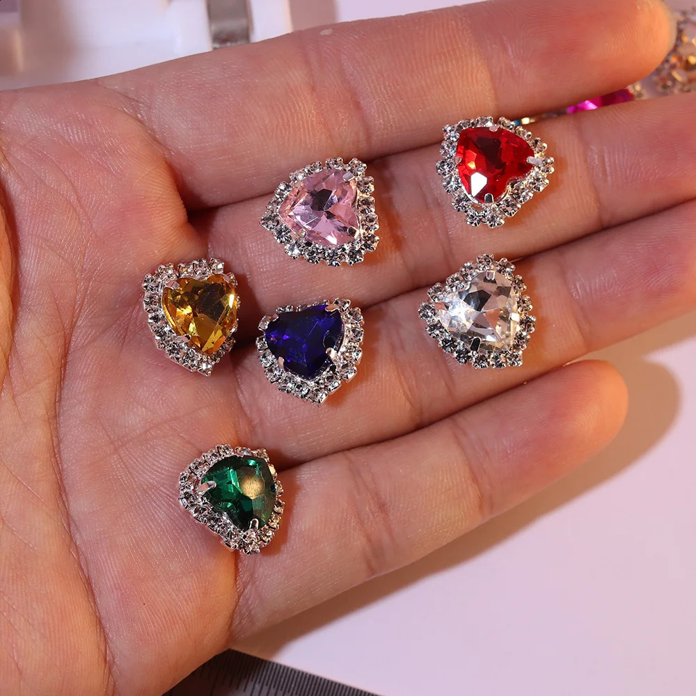 SIZE 1616mm 10Pcs Mini Heart Crystal Diy jewelry Accessories Rhinestone Pendant Crafts Decoration 260623 - view 6