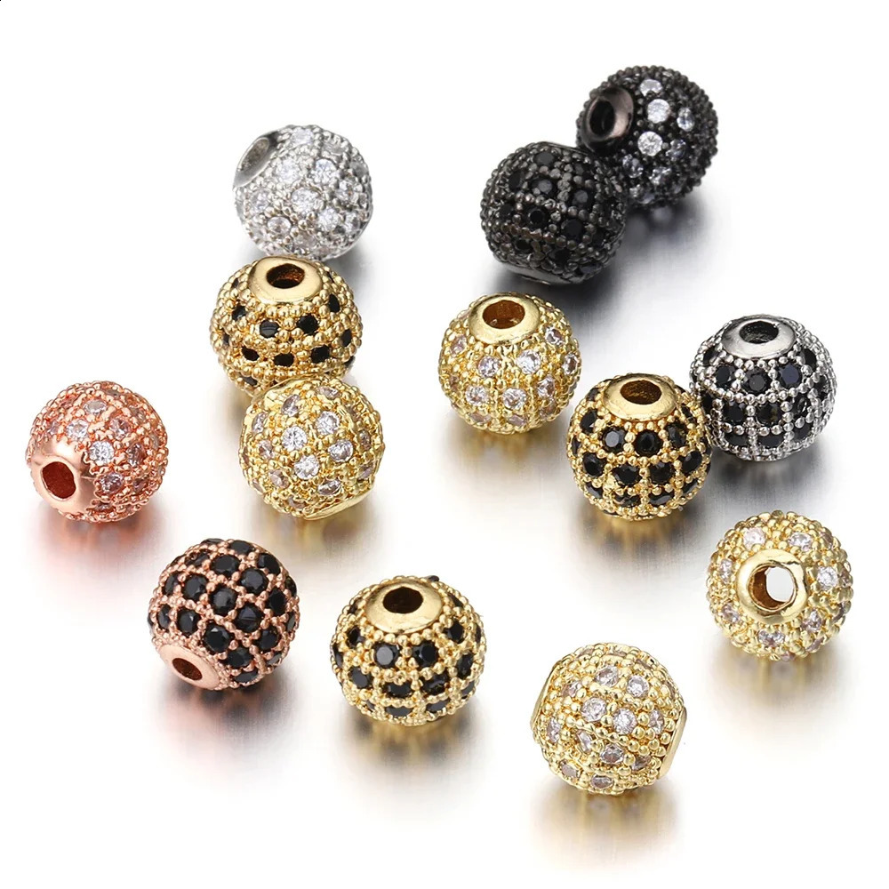5pcs Metal Brass Micro Pave Cubic Zirconia Round Spacer Loose Beads for DIY Charms Necklace Bracelet Jewelry Making Accessories 260623 - view 3
