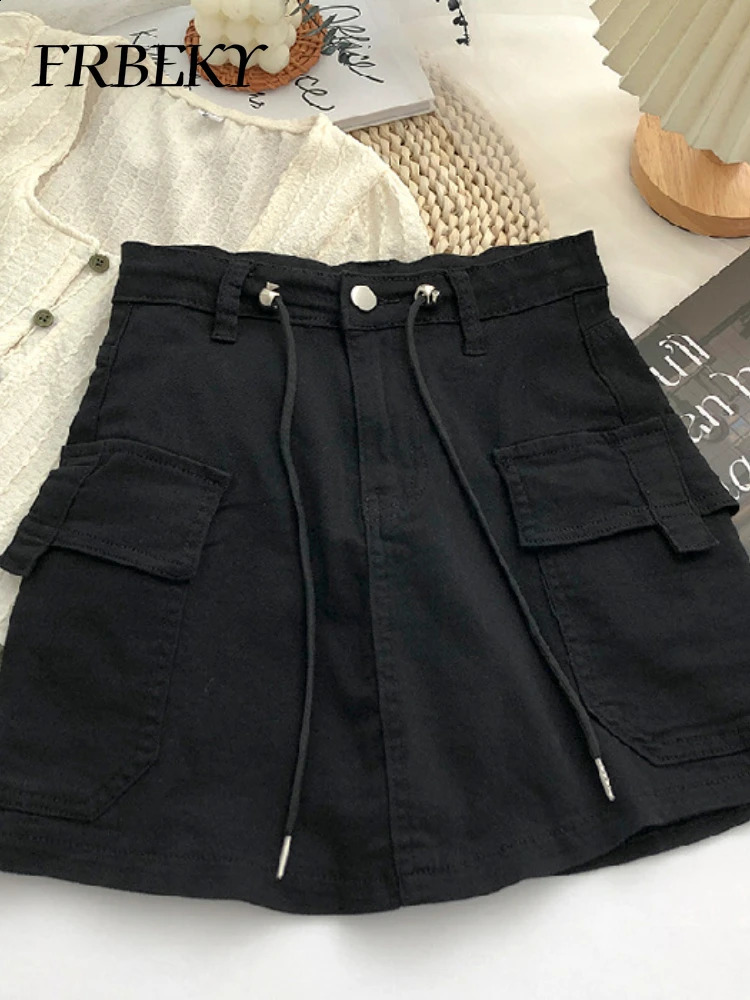 Summer Drawstring High Waist Denim Package Hip Halfbody Skirt Korean FashionVintage Versatile Solid Color Women Clothes 260626 - view 3