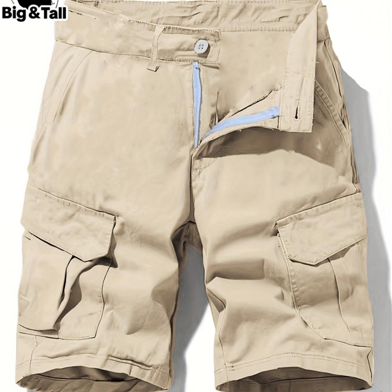 plus Size Mens Solid Color Suit Shorts with Pockets for Casual And Formal Occasions Ideal Summer Daily Wear y260618