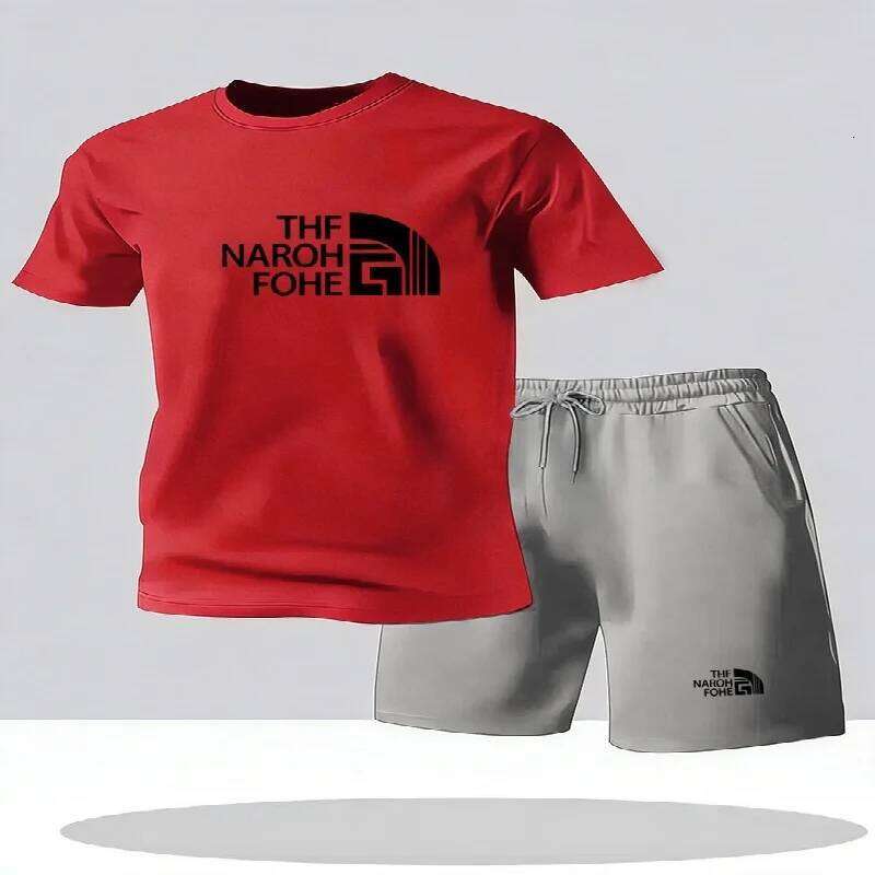 Fashionable summer casual T-shirt and shorts round neck men's short sleeved breathable sports set two-piece 26Y0626 - view 6