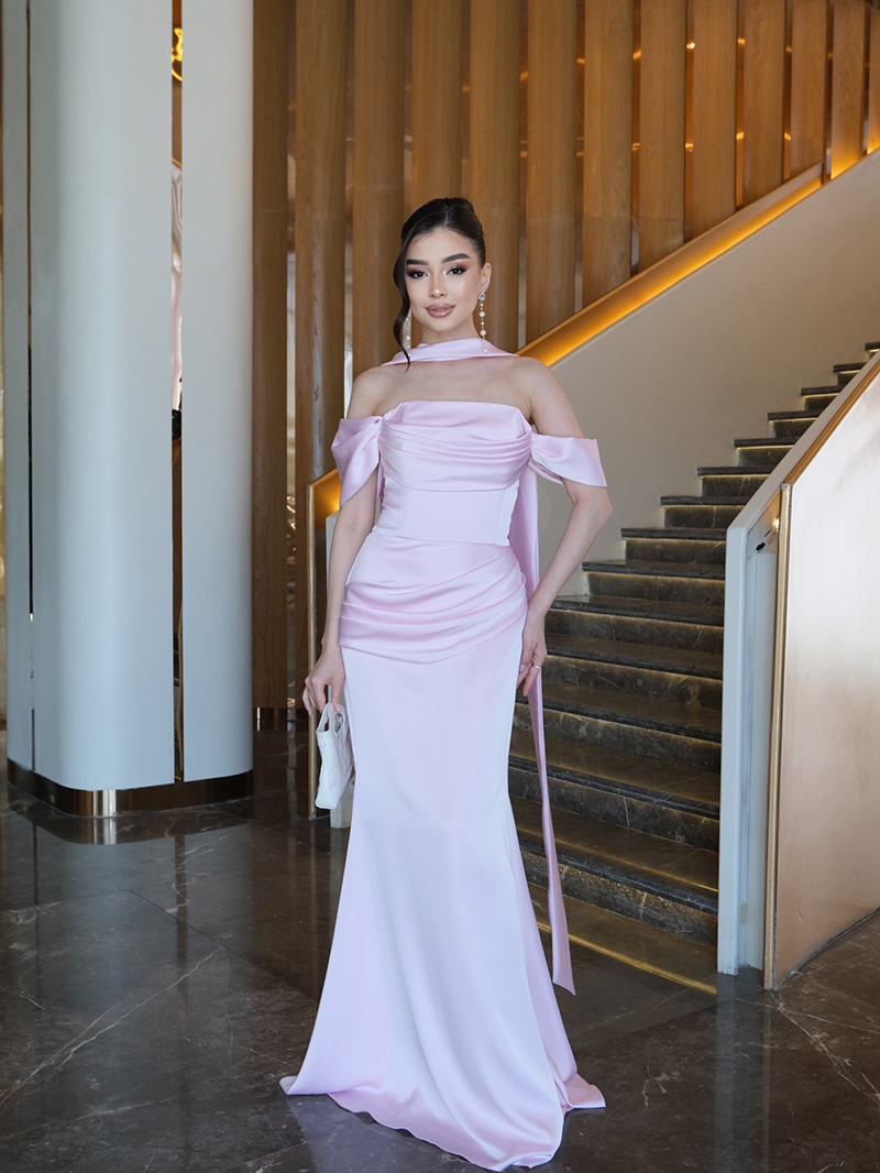 Summer Satin Backless Floor Length Dresses For Women Elegant Tie Low Back Ruched Cocktail Dress SF059