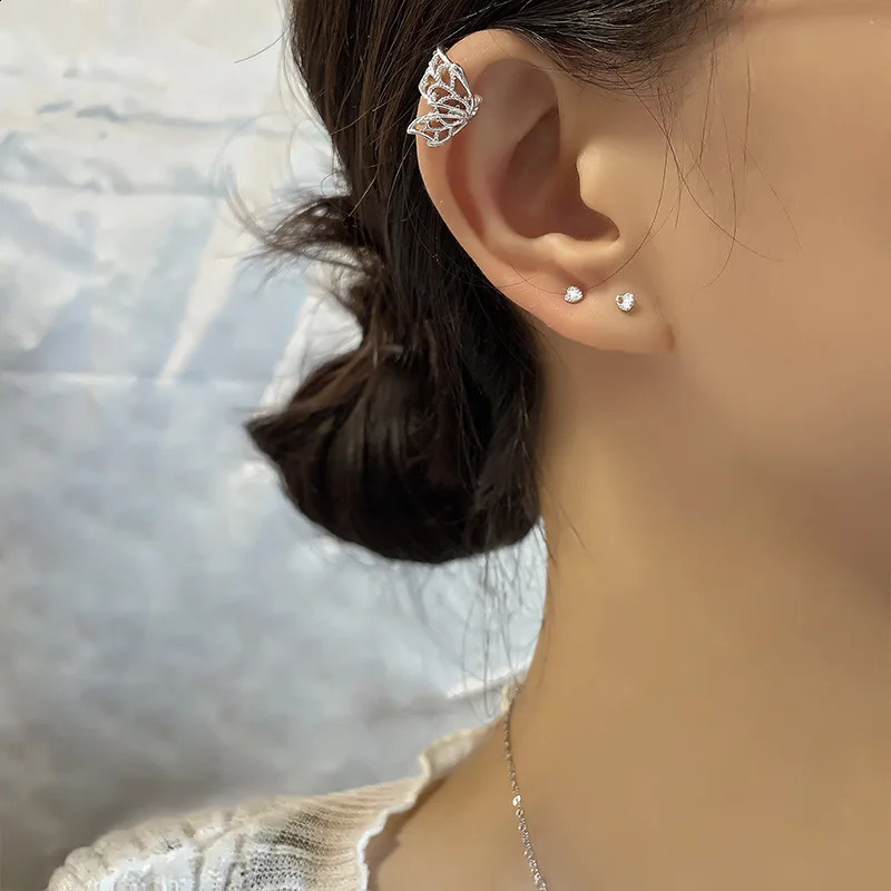 Vintage Hollow Butterfly Ear Clip Without Piercing Earrings For Women Fashion Exquisite Cuff Wedding Jewelry 260623 - view 3