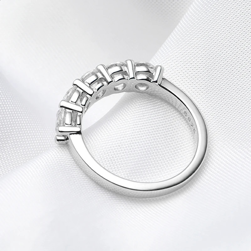 White Gold D Color 4mm Ring for Women 15CT Stone Match Diamond Wedding Band Bride S925 Sterling Silver GRA260624 - view 5
