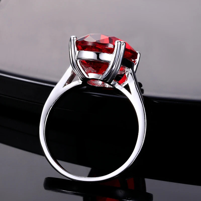 Red Ruby Oval Egg Shape Gemstone S925 Silver Wedding Rings For Women Bridal Fine Jewelry Engagement Bague Accessories 260625 - view 5