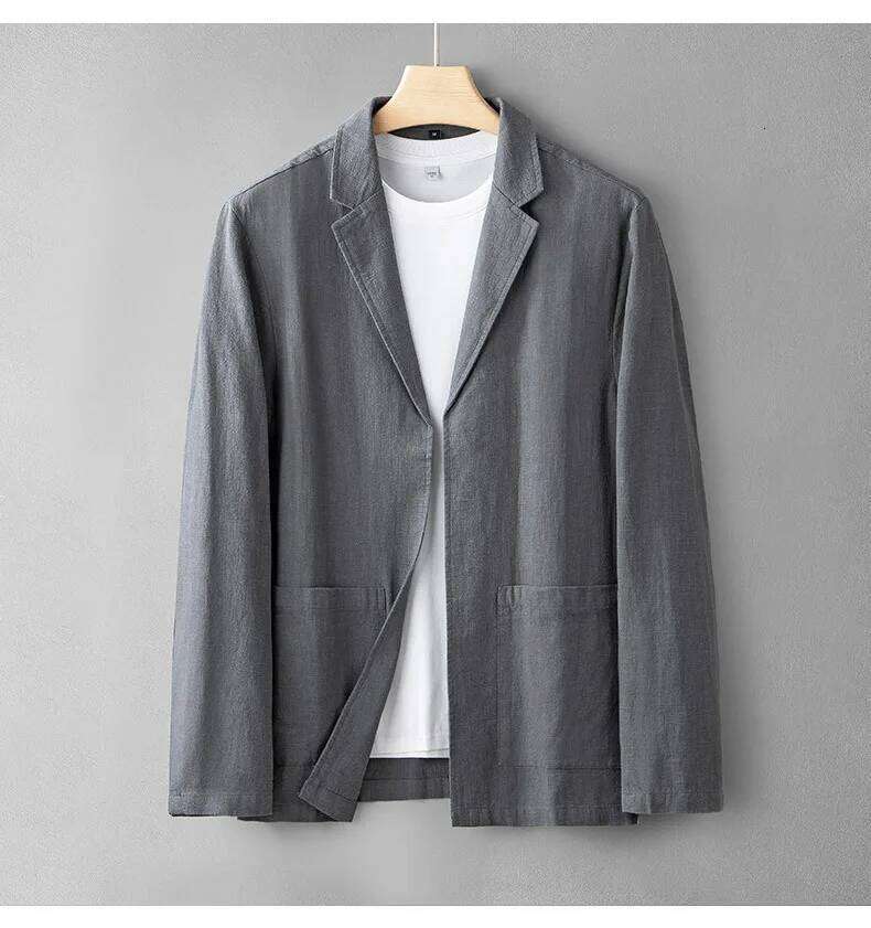 2026 Men's Simple Casual Spring and Summer Thin Jacket Fashion Loose Linen Suit 26L0626 - view 4