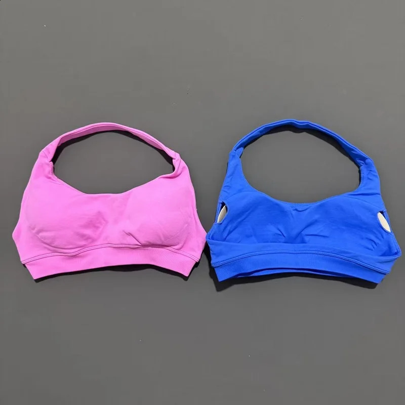 HISTELLO Sports Bra Women Seamless Yoga Underwear Halter Neck Strap Open Back Gym Top Workout Fitness Running Bra 260626 - view 4