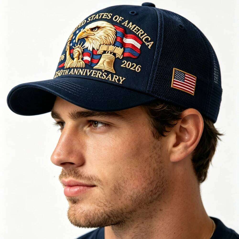 American 250th Anniversary Eagle Print Unisex Adjustable Mesh Cap Summer Outdoor Sun Shade Breathable Baseball Caps W260626