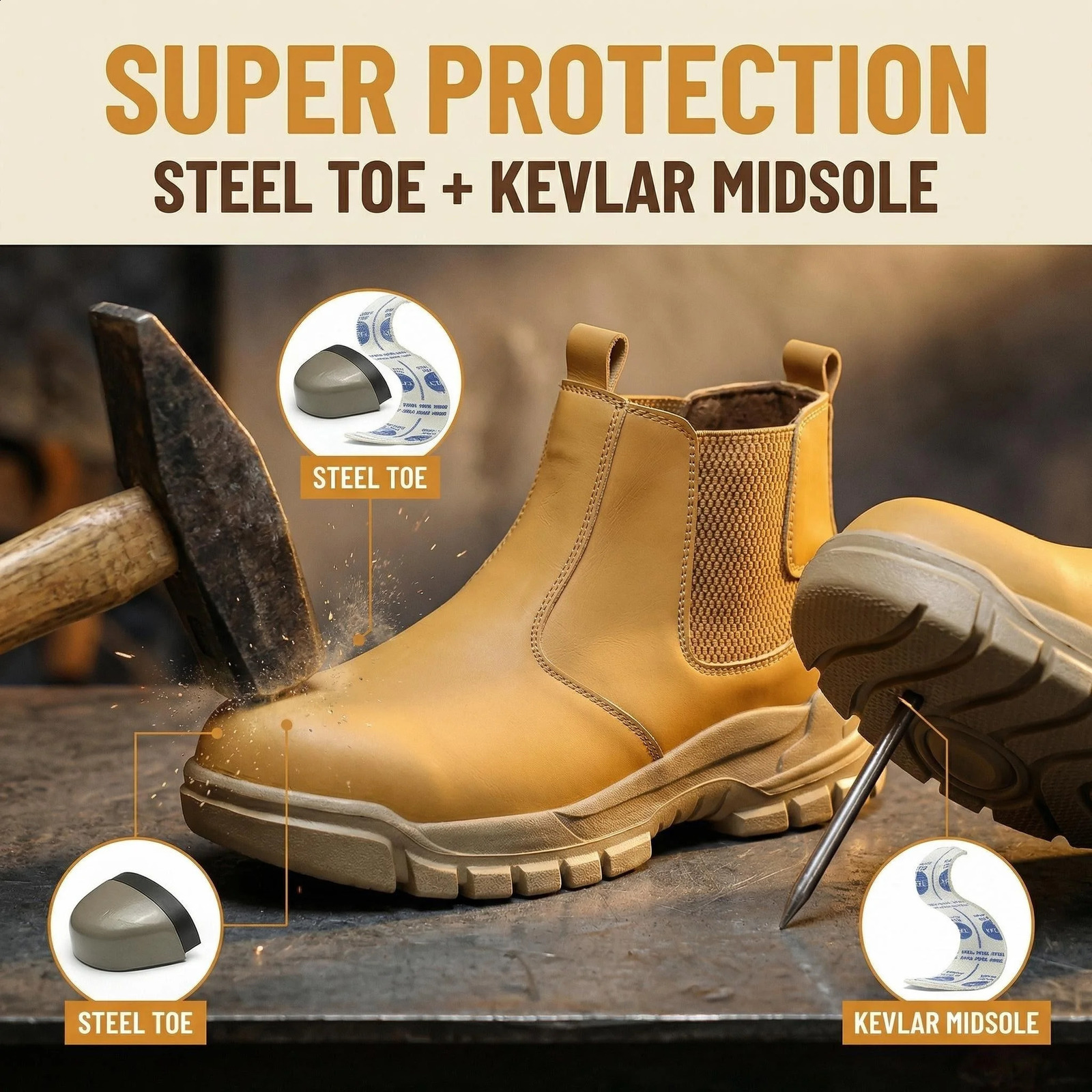Chelsea Safety Shoes Men Steel Toe Protective With Anti Smash Piercing Work Indestructible Boots 260624 - view 3