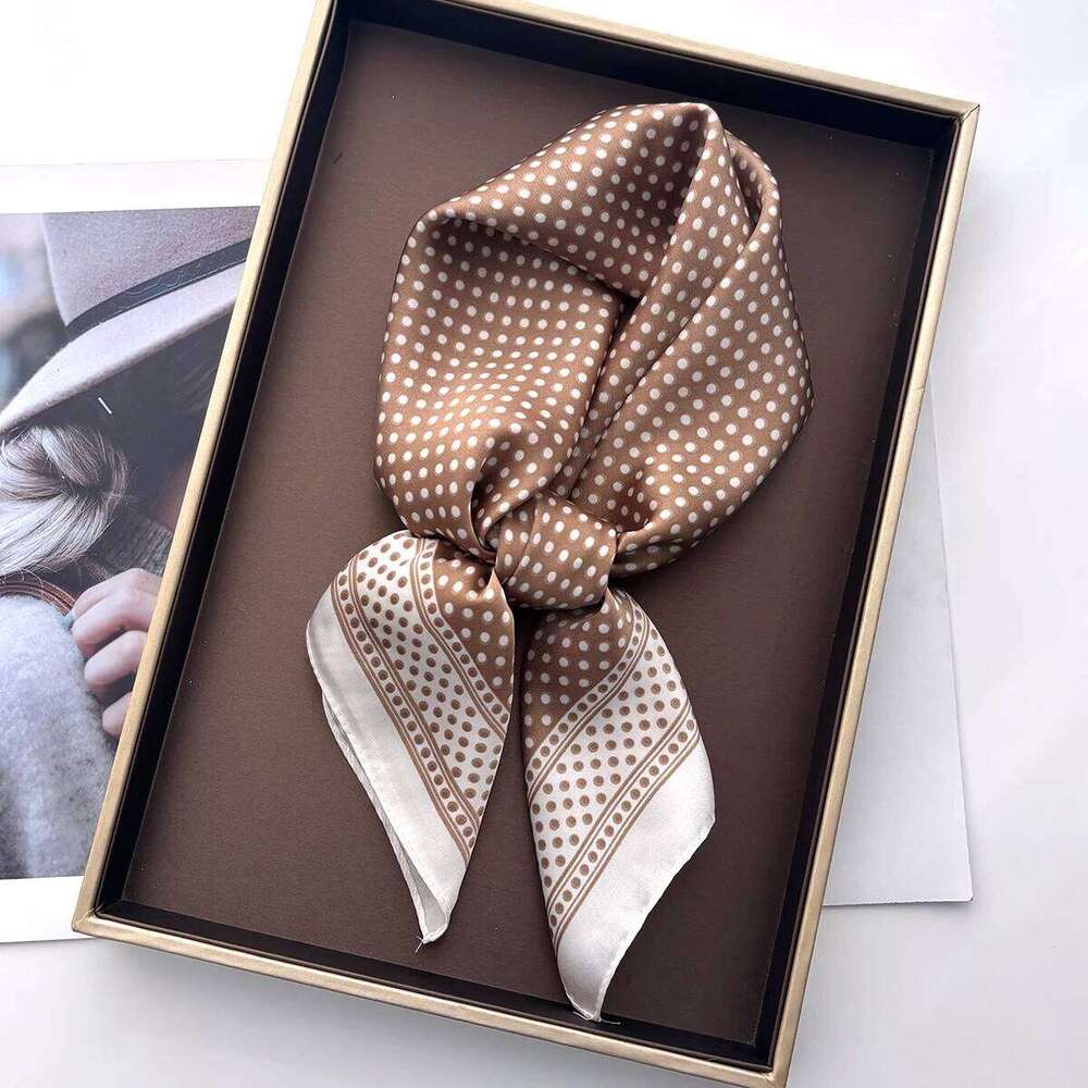 Imitation Silk Square Scarf For Women Polka Dot Printed Bandanas Stylish Hairband Luxury Hijab Neckerchief Elegant Shawl Wraps 26Y06226