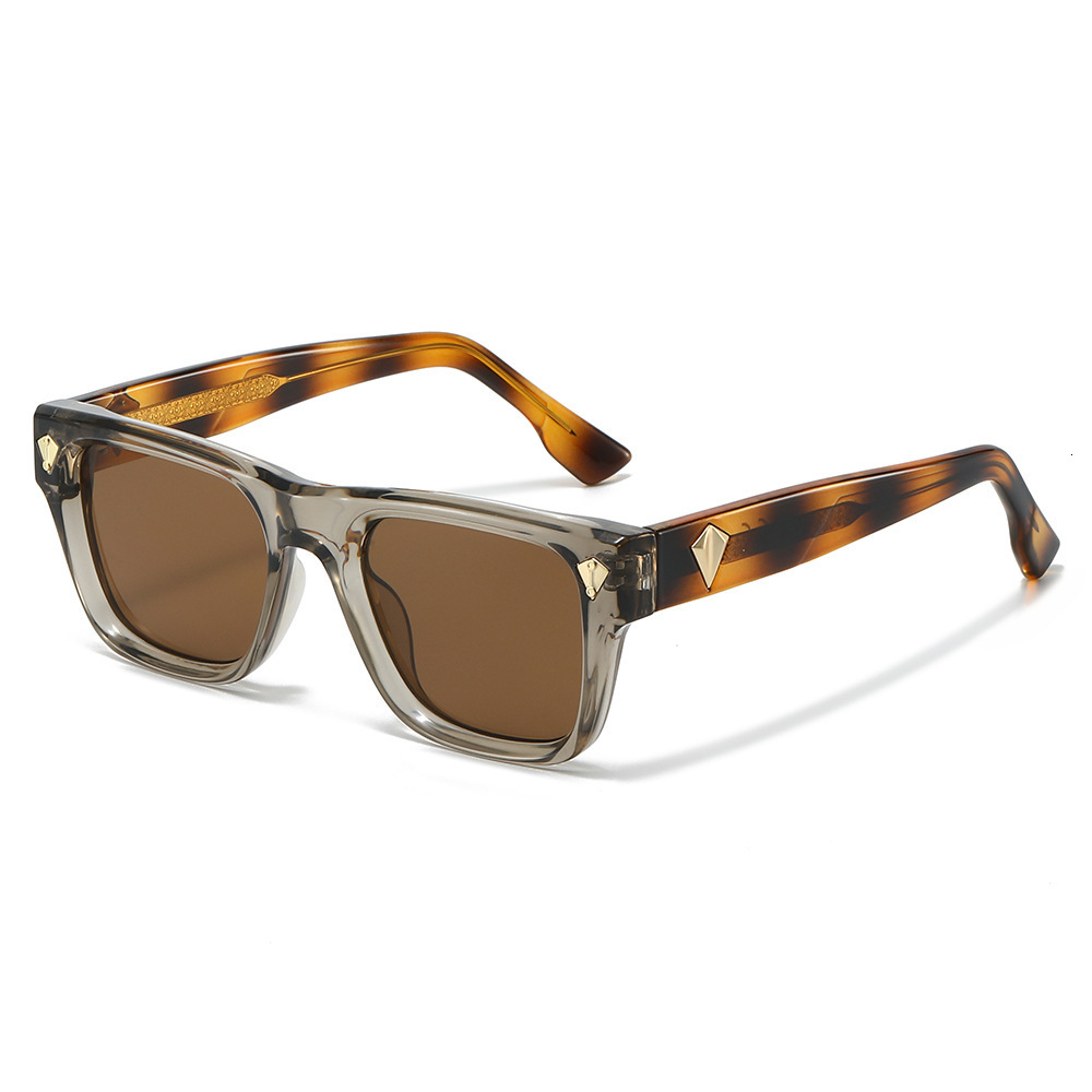 2026 New Vintage Square Frame Sunglasses, Style, Versatile And Simple, Acetate Clip-On Unisex Sunglasses - view 5