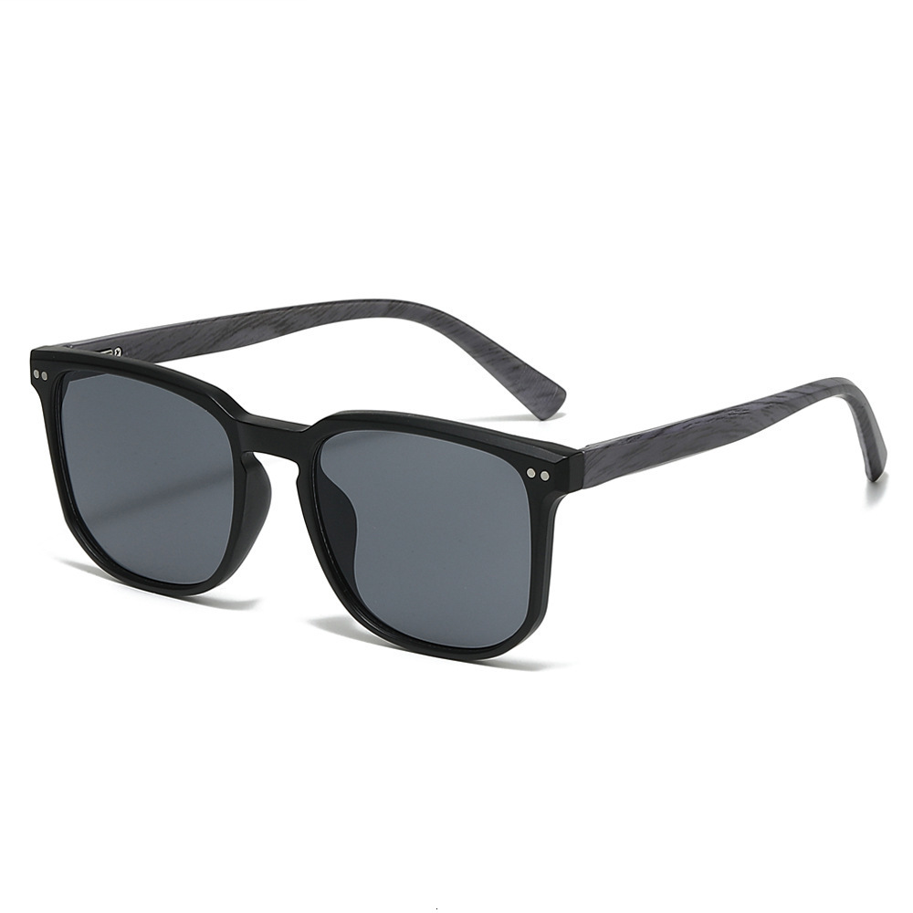 New European And American Vintage Square Frame Fashion Sunglasses, Retro Simple Wood Grain UV Protection Glasses - view 4