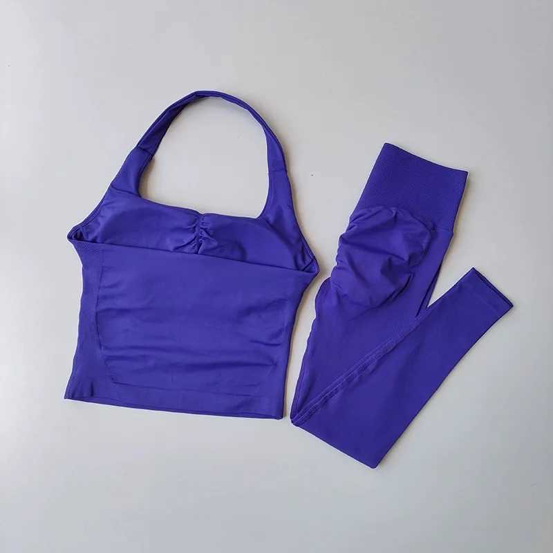 Fitness Yoga Halter Workout Top Set Womens Professional Training Pilates Peach Hip-Lifting Pants Sportswear M260626 - view 5