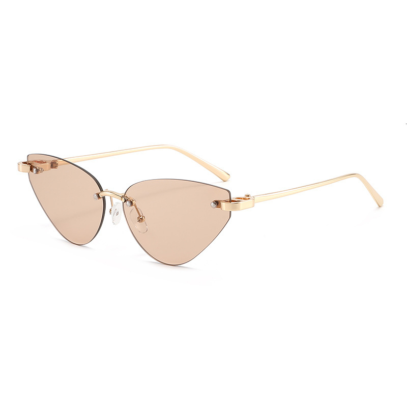 New Triangular Cat-Eye Frameless Cut-Edge European And American Fashion Sunglasses, Personalized Street Style High-End Sunglasses