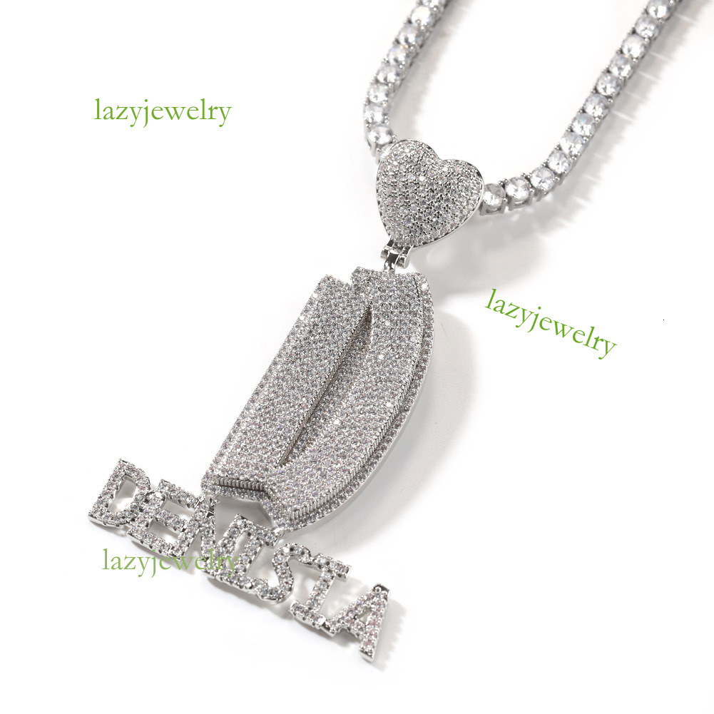 Hip hop new customized silver love button letter necklace inset moissanite tide male street style rap accessories free delivery - view 7