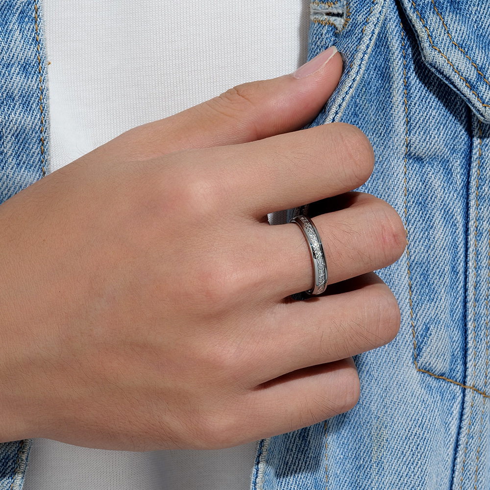 4-6mm New In Frosted Meteorite Pattern Sphere Ring Titanium Stainless Steel Versatile Finger Rings For Lovers Couple Men And Women Jewelry Wholesale B - view 3