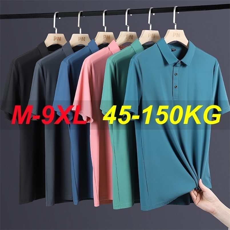 Summer Plus Size 7xl 8xl 9xl Polo Shirt Men Quick Dry Ice Silk Breathable Polo Mens Oversize Business Polo Shirt Clothing 260618CJ - view 1