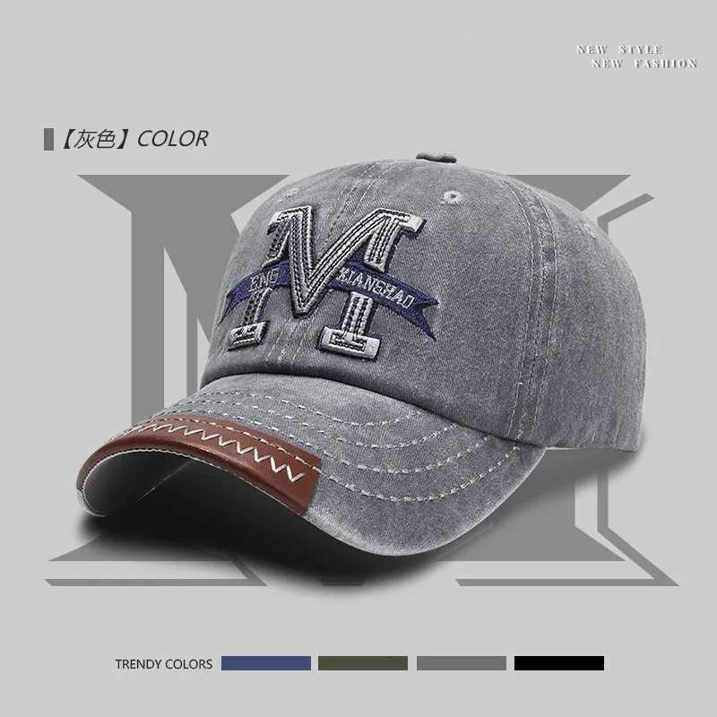 M Letter Embroidery Wash Unisex Baseball Caps Outdoor Adjustable Spring and Autumn Casual Sunscreen Hat M260626 - view 3