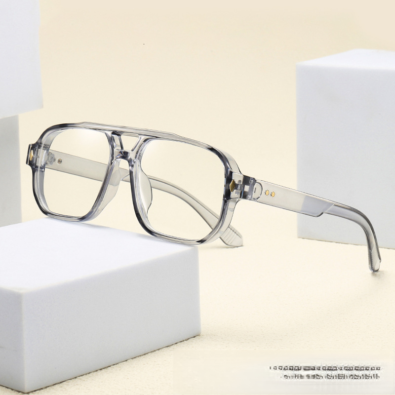 Men's Designer Fashion Double Beam Rice Nail Pilot Men's Casual Square Box Glasses Trend Anti Blue Light High-end Feeling Eyeglass Frame Squ - view 4