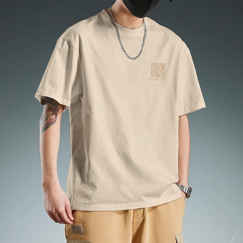 Short-Sleeved Men's Pure Cotton Heavyweight T-Shirt, 2025 New Style, Loose-Fitting American Retro Top, Trendy Brand Men Round-Neck Pullover - view 4