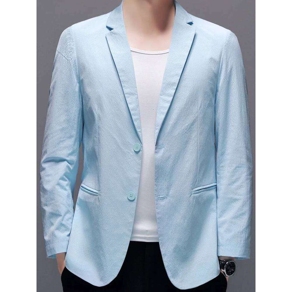 Summer Men's Thin Casual Blazer Solid Color Sunscreen Lightweight Single Suit Jacket for Daily Wear 26L0626 - view 6