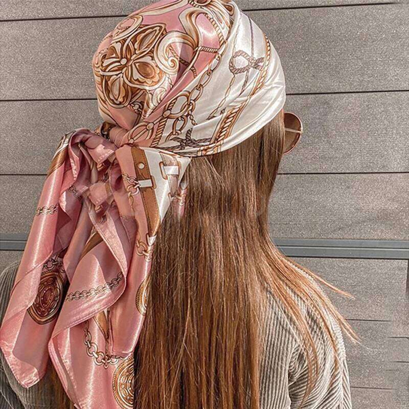 1pcs 90*90cm Square Silk Scarves Women Hijab Shawls Fashion Print Kerchief Femme Foulard Bandana Beach Head Scarf 26Y06226