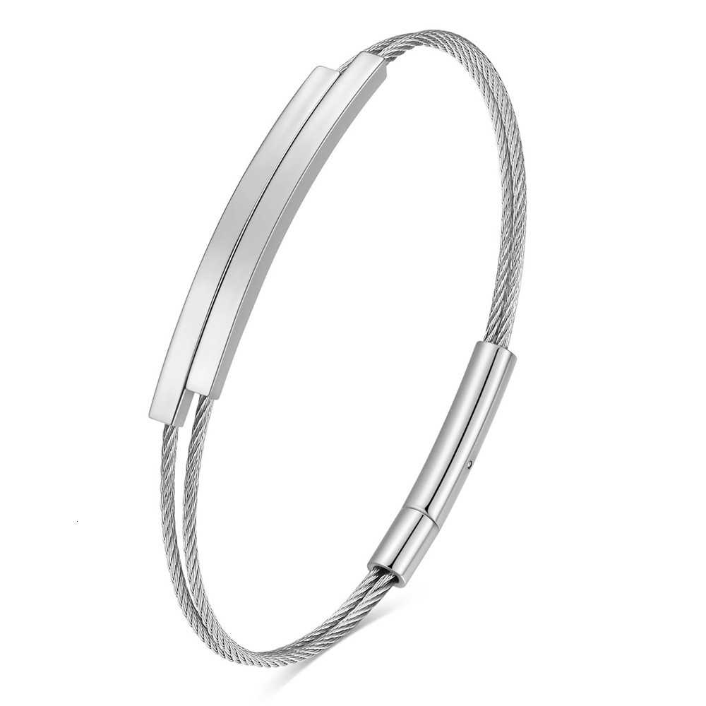 3mm Round Double-layer Cable Stainless Steel Bracelet With Wire Clasp For Women Simple And Versatile Simple Design Bangle Hand Jewelry Bijoux Gifts Wh - view 7
