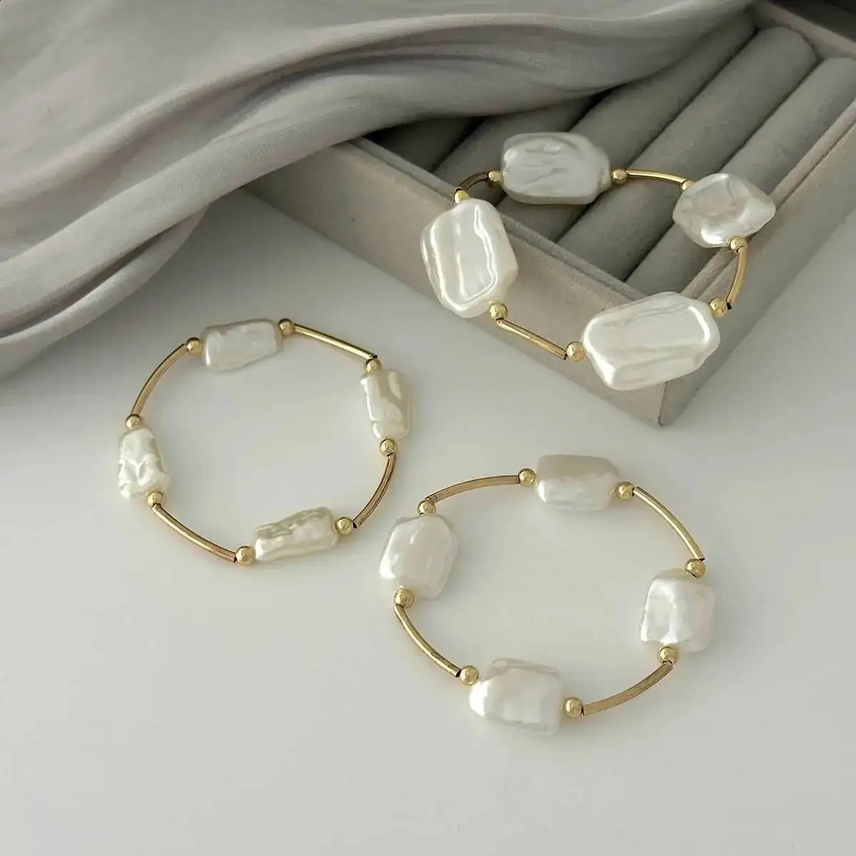 3Pcs/Set Creative Irregular Pearl Chain Bracelet for Women Trend Elegant Stackable Bangle Wedding Jewelry 260625 - view 7