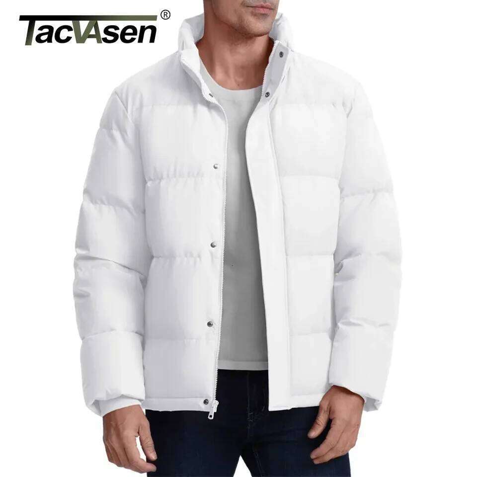 TACVASEN Winter Down Mens Stand Collar Quilted Jackets Water Resistant Lightweight Puffer Jacket Windbreaker Coats Male W260626