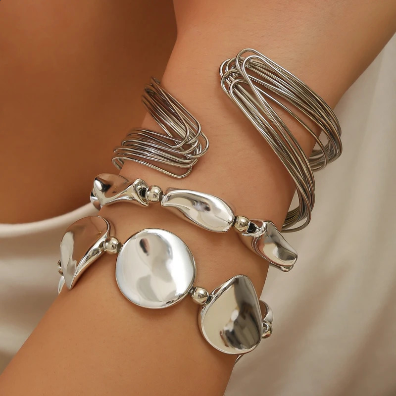 European and American Style Exaggerated Irregular Bracelet Womens Fashion Trend Jewelry Accessories 3 Pieces/set 260625 - view 5