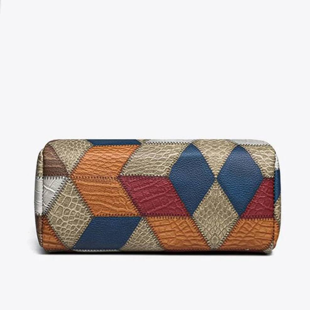 Neutral Square Color-Blocking Patchwork Commuting Single-Shoulder Crossbody Bag, Middle-Aged Mom Bag - view 3