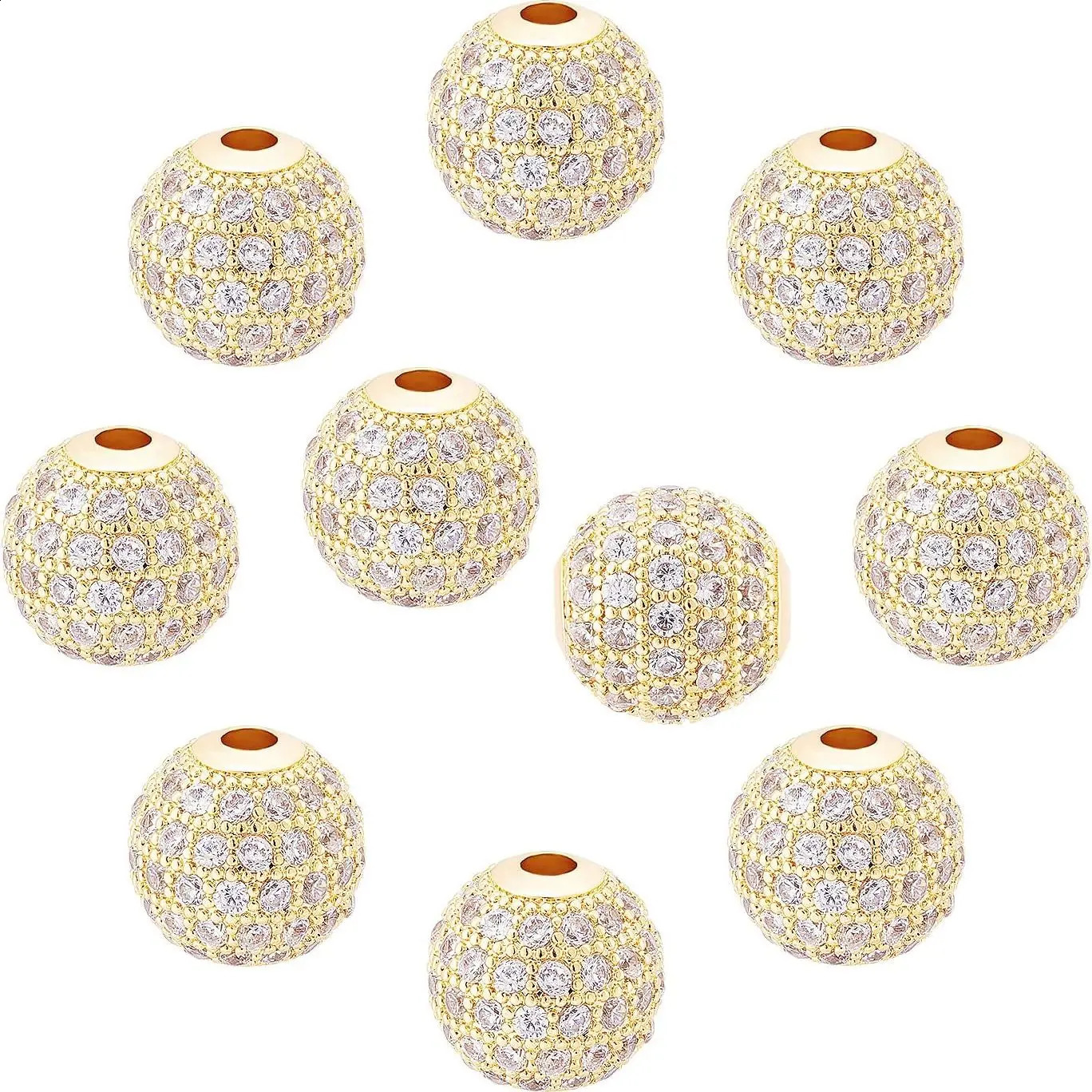 3pcs/lot Fashion Metal Brass Micro Pave Crystal CZ Round Space Loose Beads for Diy Bracelet Accessories Jewellery Making 260623