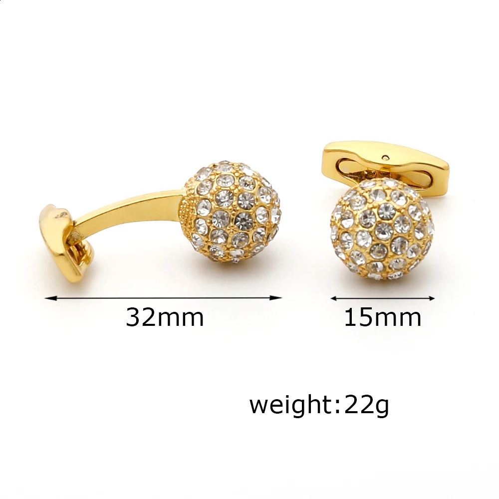 Cufflinks for Men TOMYE XK22S053 y Rhinestones Ball Formal Business Dress Shirt Gold Silver Color Cuff Links for Gifts 260626 - view 6