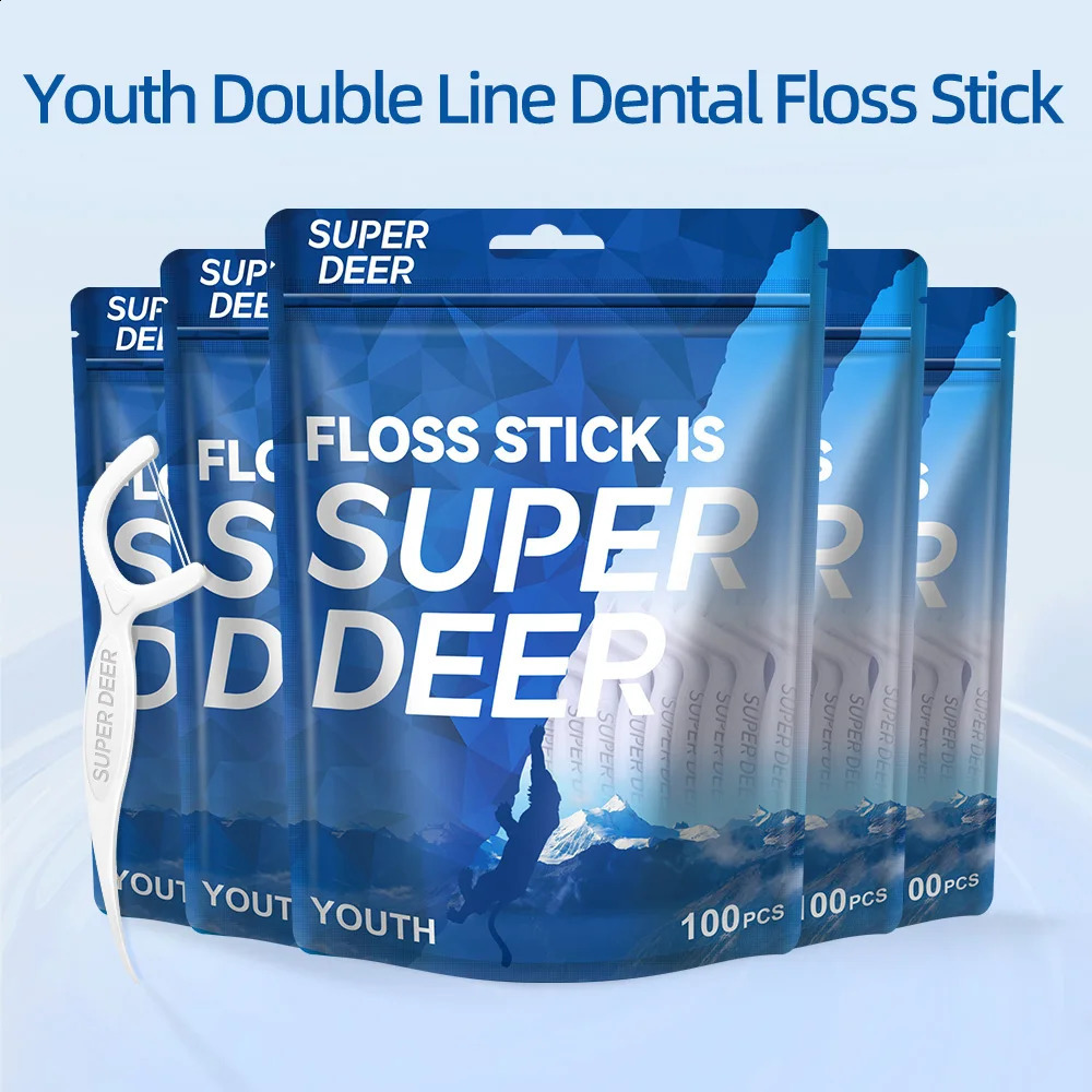 125 Bag Super Deer Disposable Dental Floss Twin line Toothpick Hightension Stick Box Oral Care 260626 - view 1