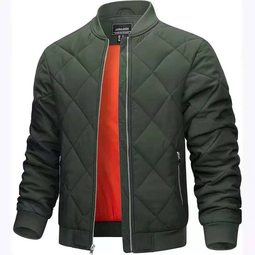 Autumn/Winter Lightweight Cotton Clothes Casual Diamond-shaped Collar Coat Overcoat Men's Fashion Warmth Style J260626 - view 3