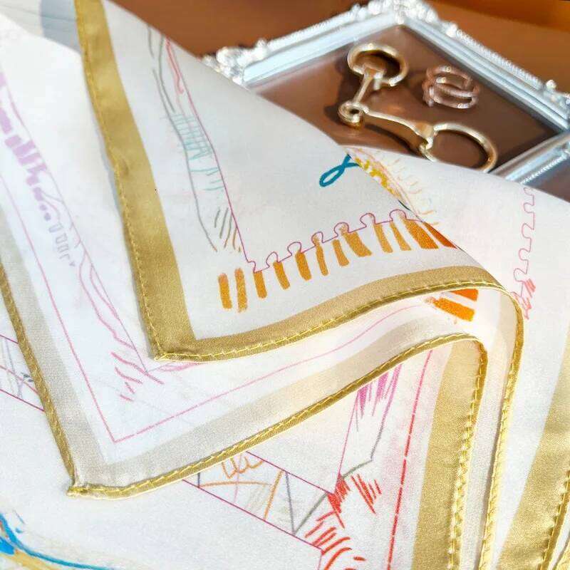 100% Mulberry Silk Satin for Women Colorful Abstract Horse Pattern Square Neck Scarf Multi Use as Headband Bag Decoration 26Y06226 - view 5