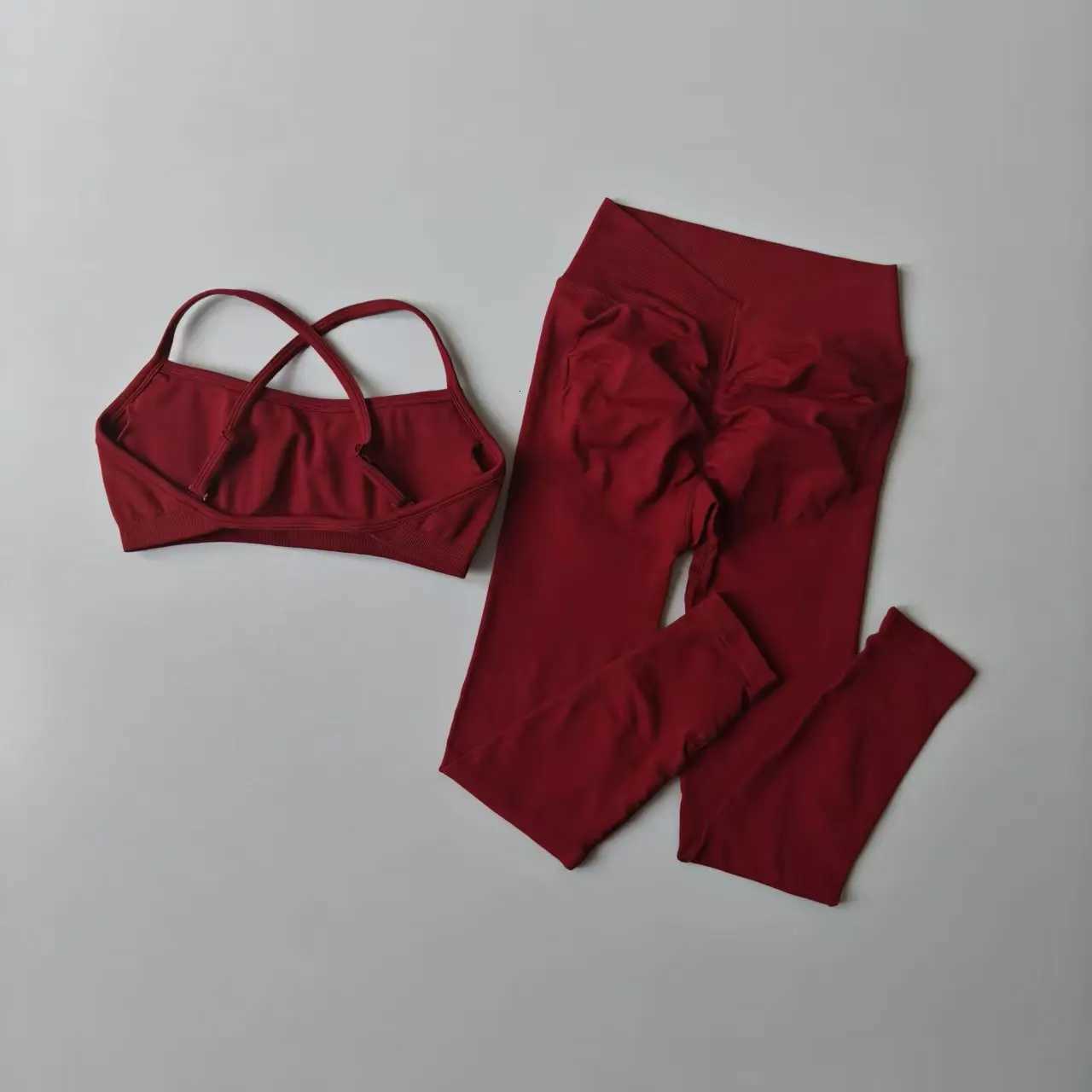 Two-Piece Peach Butt Seamless Fitness Set Tight Yoga Sports Bra Quick-Dry Pants Set for Pilates Women M260626 - view 5